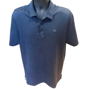 Travis Mathew Mens Short Sleeve Polo Shirt Navy Blue Logo Golf Top Large